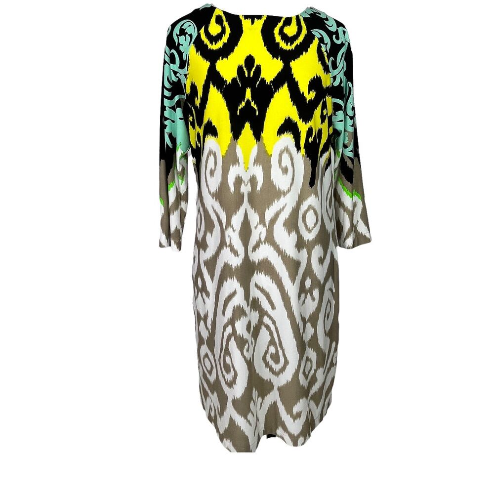 Tibi New York Jasmine Ikat Scroll Print Jersey Shift Dress Womens Size Medium